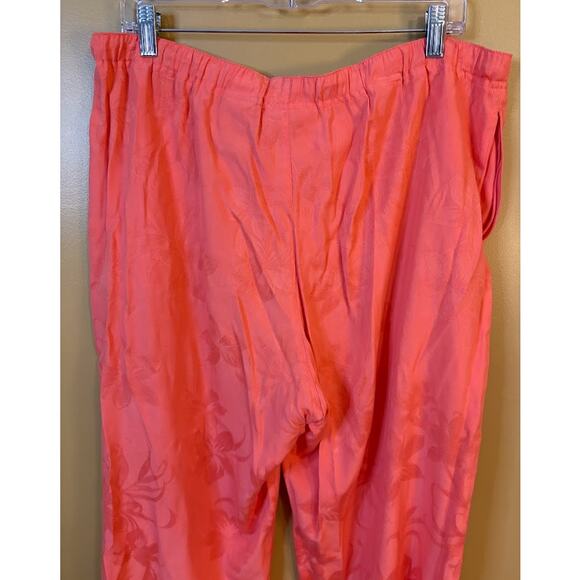 Jamaica Bay Coral Tone on Tone Floral Silk Blend Pants Petite Size XL - Picture 7 of 9